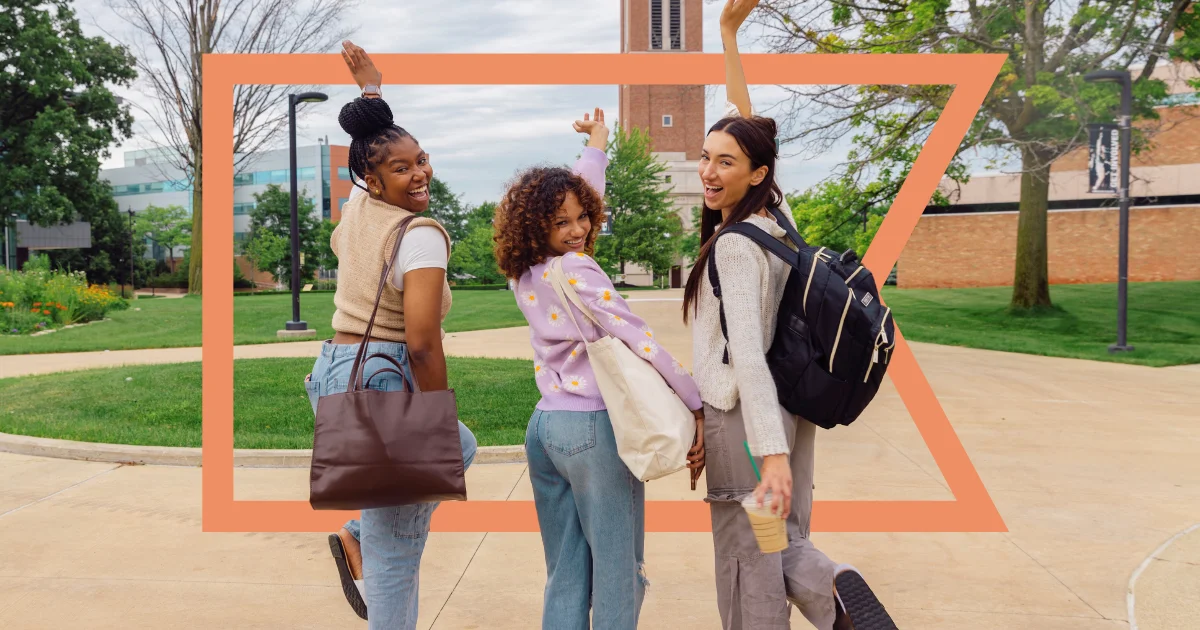 Prospective students touring college campus