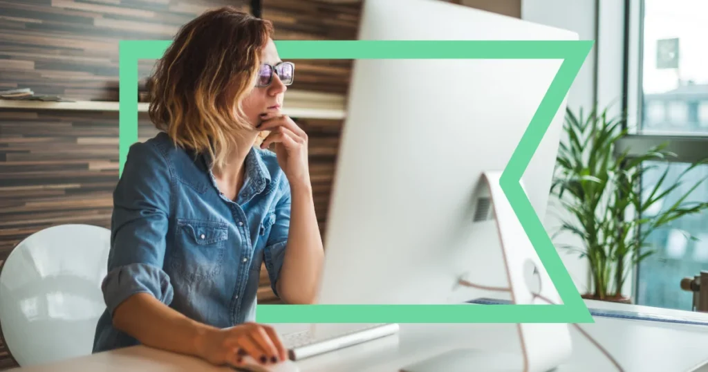 Woman working on computer in office