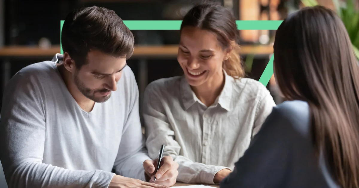 Couple signing a contract