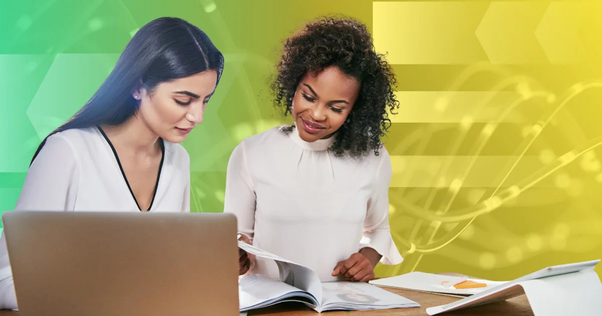 Two women planning their 2026 data strategy