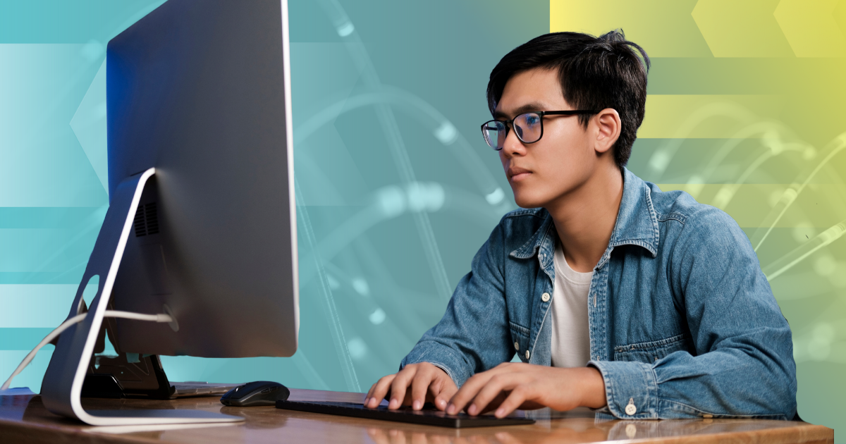 Man building an Agentforce solution on his computer