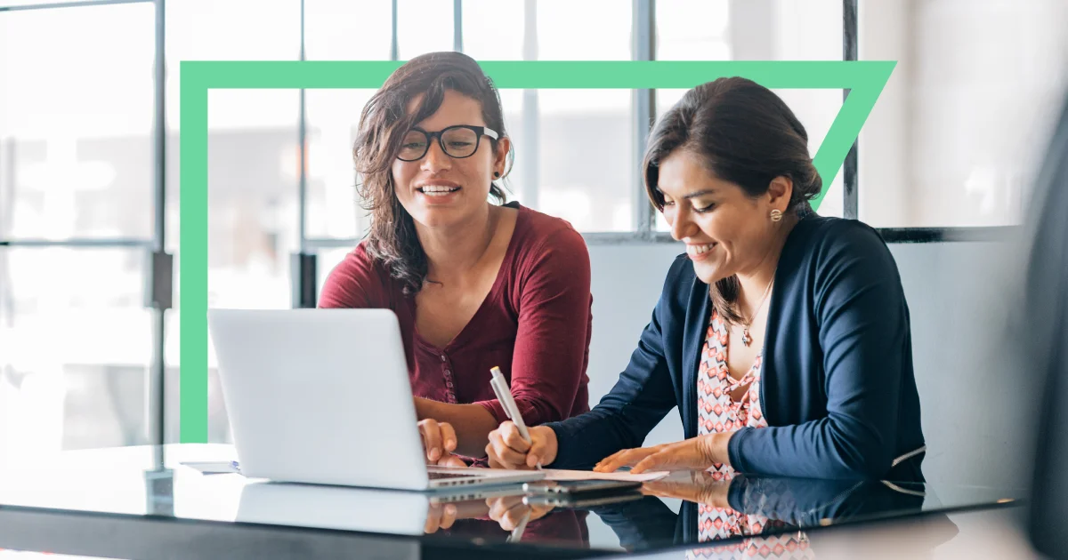 Two businesswomen discussing nCino