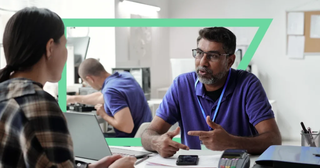 Services business employee sharing AI ROI findings